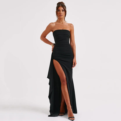 Long dress with backless slit